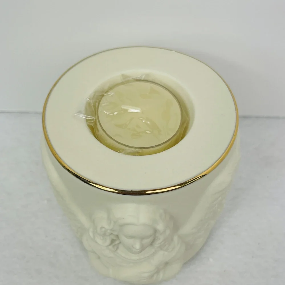 Lenox Radiant Light Angel Votive Ivory Porcelain Gold Trim Candle Holder 863056